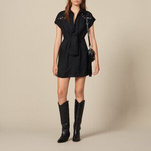 Sandro Shirt dress trimmed with coloured studs size 36
